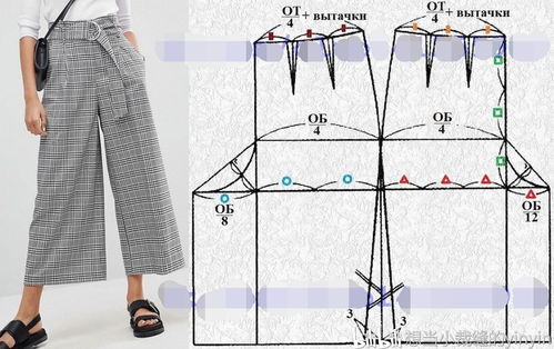 分享 1款中长裙裤的裁剪图及制作 1款九分阔腿裤裁剪图